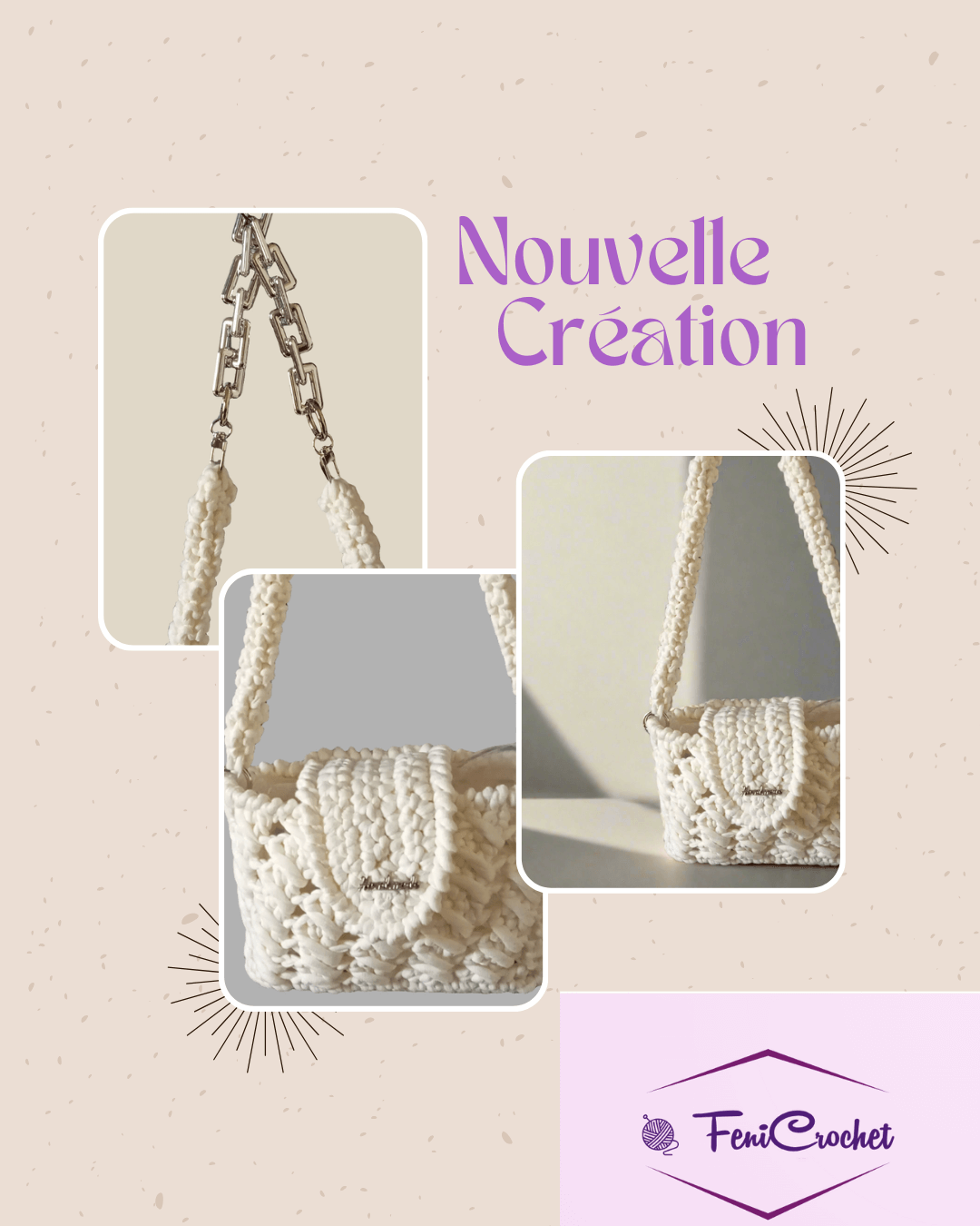 Sac à Main Hailey-Crochet fait main FeniCrochet - FeniCrochet