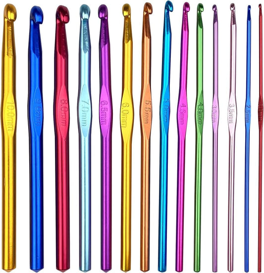 FeniCrochet 14pcs Crochets en Aluminium  pour Débutants et Professionnels - FeniCrochet