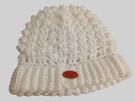 FeniCrochet Bonnet Blanc crocheté à la main - FeniCrochet