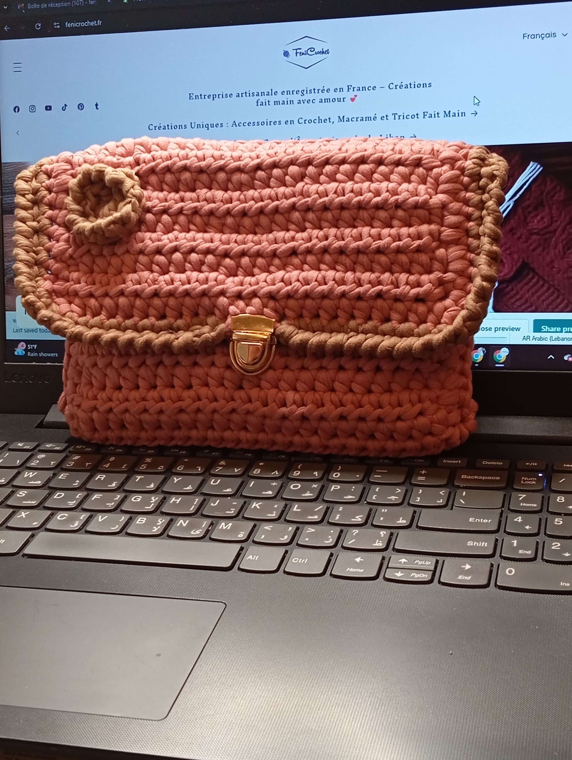 Pochette enveloppe Marie crocheté à la main - FeniCrochet-6