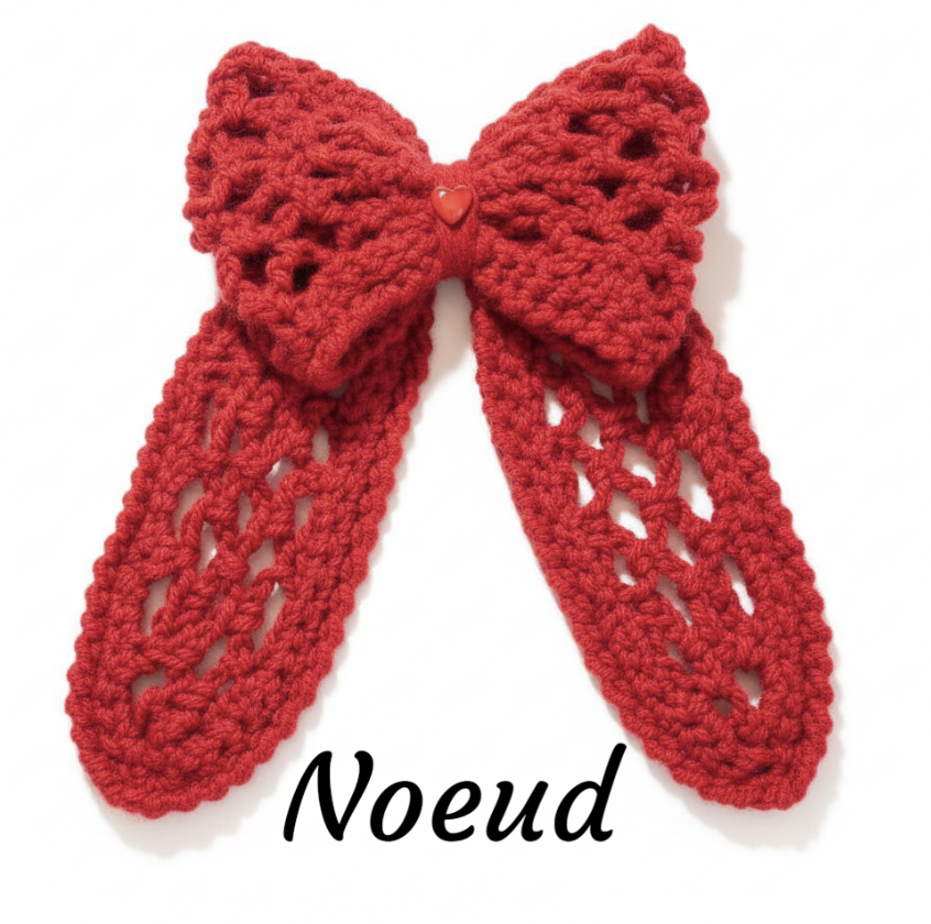 Barrette nœud en crochet fait main – FeniCrochet 2 Barrette nœud en crochet fait main – FeniCrochet