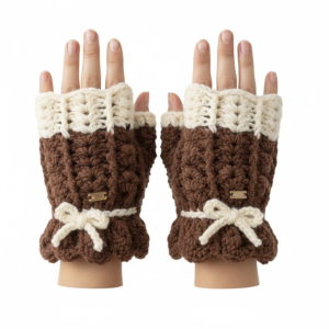 Mitaines Polaire Bicolores avec Nœud
