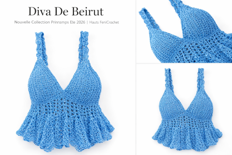 Top Brassière crochet femme Diva De Beirut fait main par FeniCrochet op crochet bleu femme Diva De Beirut fait main par FeniCrochet
