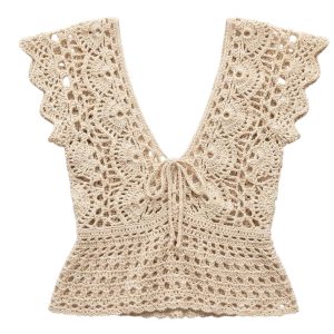 top crochet bohème Saida fait main coton Fenicrochet