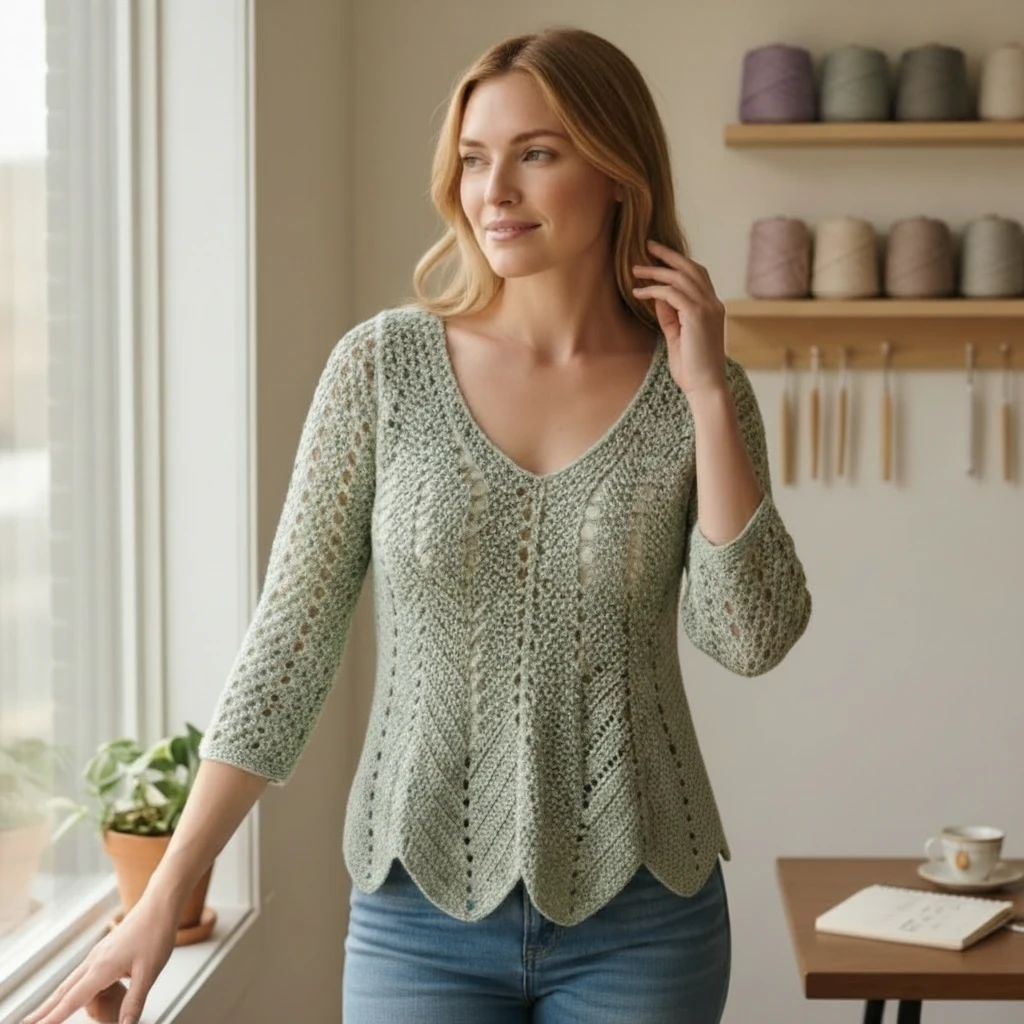 Haut Crochet Fleur du Liban : 9 Versions pour Toutes les Occasions 5 Haut Crochet Fleur Du Liban manches 3quart Saison Doree