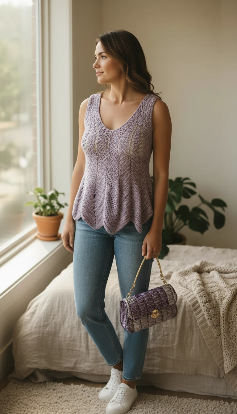 Haut crochet Fleur Du Liban et sac crochet artisanale coton Fenicrochet