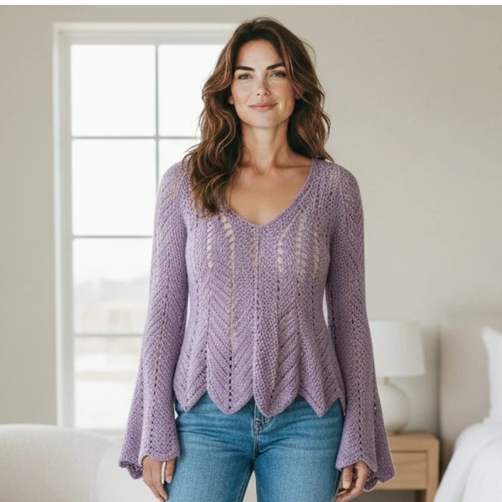 Haut Crochet Fleur du Liban : 9 Versions pour Toutes les Occasions 1 haut-crochet-Fleur-Du-Liban-Manches-longues-evasees-Brises-du-cedre