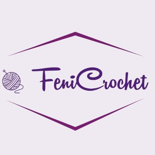 Le logo de FeniCrochet Logo de FeniCrochet avec un zigzag et un peloton de laine.